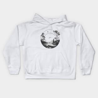 line art scenery Kids Hoodie